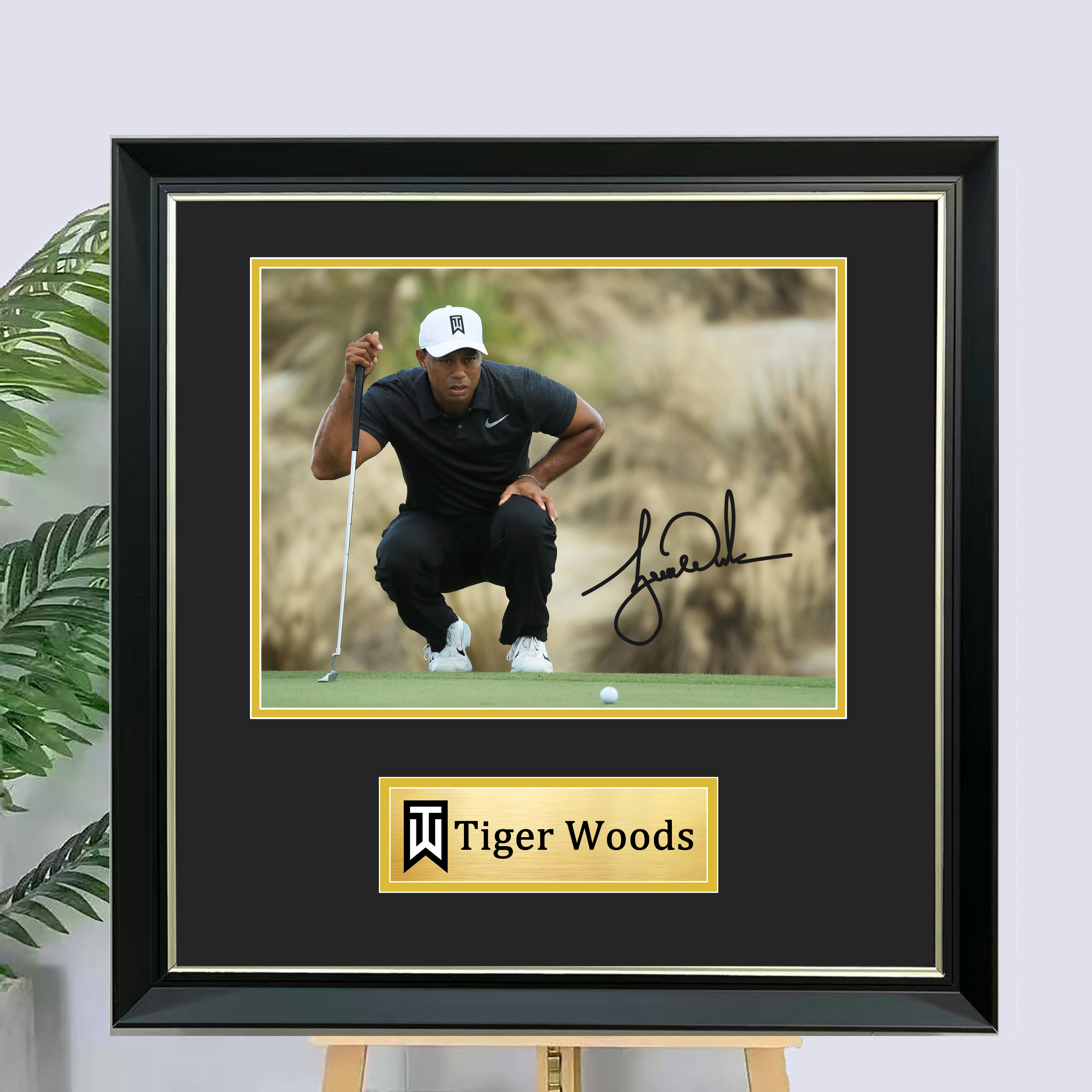老虎伍兹 TigerWoods 签名照片装裱相框装饰画高尔夫海报裱框收藏