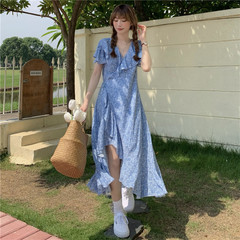 Real shot! Real price! Korean summer chiffon long swallow tail dress