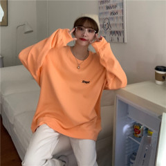 ! Real price! Korean autumn winter letter embroidery loose and versatile candy color long sleeve sweater