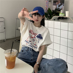 實拍！實價！韓版夏季寬鬆ins風肖總印花短袖TEE