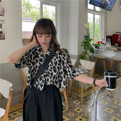 Real shot! Real price! Korean summer short personalized leopard shirt