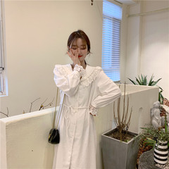 Real price simple lace lace lace up Pearl Button Lapel shirt skirt