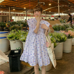 Real shot! Real price! Korean summer big Lapel Embroidery Flower loose doll collar mid length dress