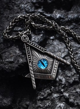 共济会恶魔之眼钛钢朋克风吊坠