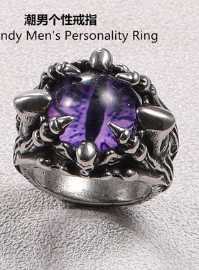 男戒骷髅恶魔之眼个性男士戒指朋克理发师摇滚潮人钛钢嘻哈街头男