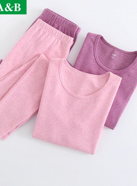 AB内衣女士保暖套装圆领亲肤弹力棉透气舒适刷绒修身秋衣秋裤Y834