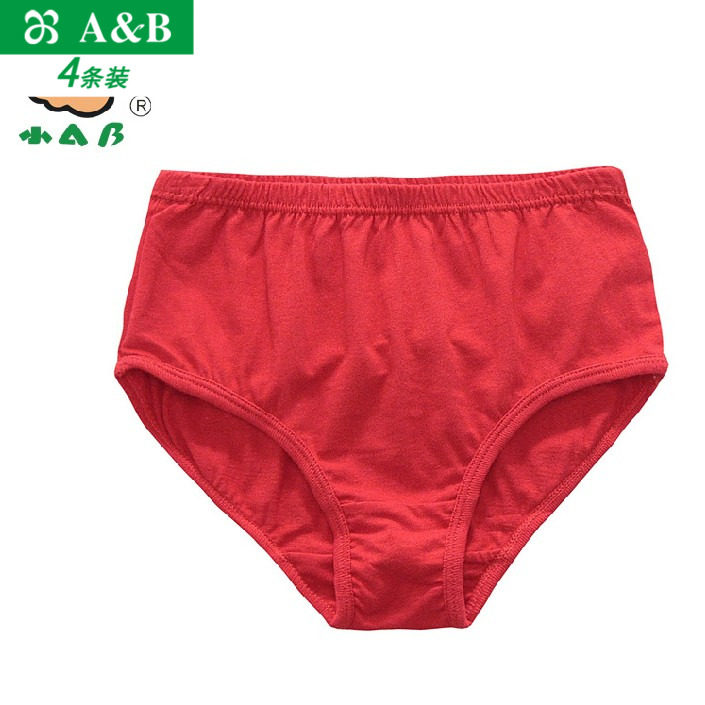 [4条装]ab儿童内裤 纯棉透气本命年大红色女童内裤三角裤t102