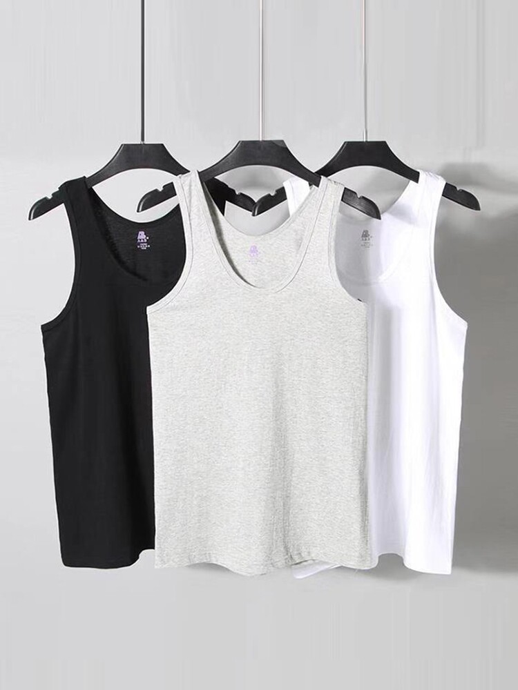 AB 속옷 중년 및 노인 조끼 남성용 순면 스포츠 흰색 언더 셔츠 바닥 I 자형 통기성 노인 셔츠 여름