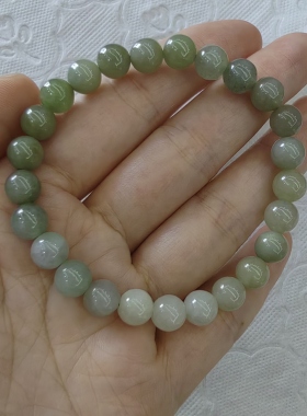 珑心云赞翡翠手串 玉珠链 水头好 有纹裂