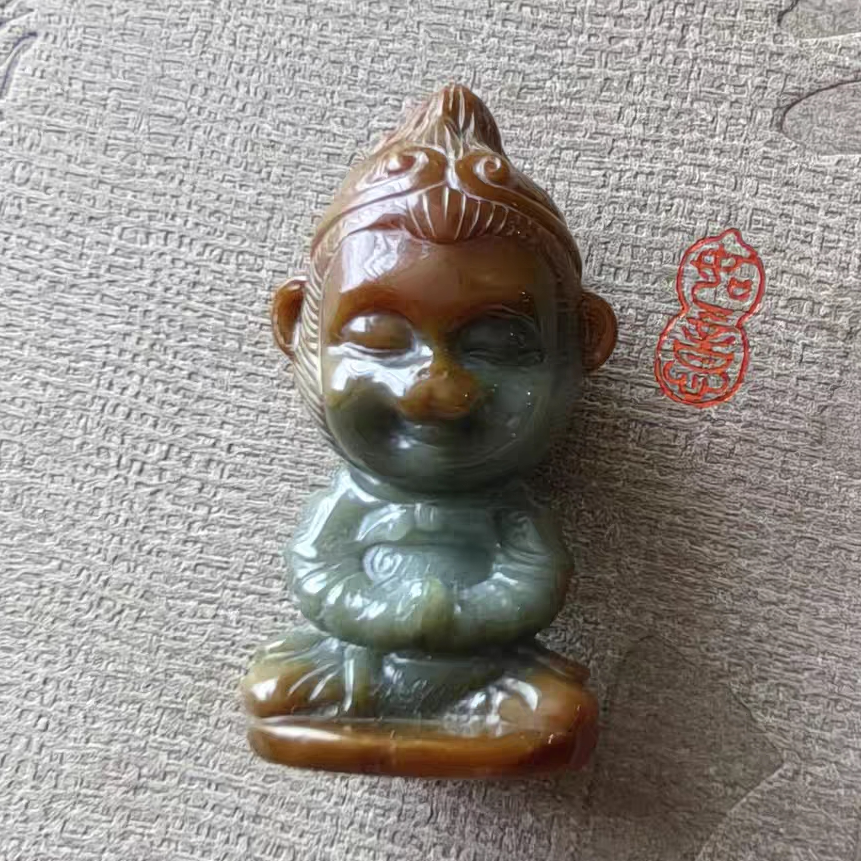珑心云赞 孙悟空大圣归来 红翡摆件俏色雕刻摆件 手办