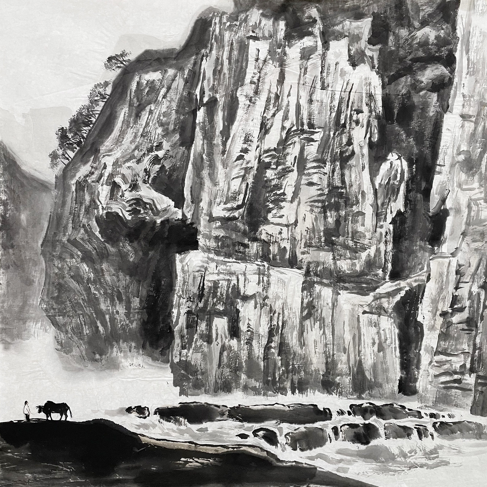 水墨山水画名家手绘原稿孤品国画新中式装饰画玄关客厅画宣纸画芯