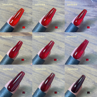 新款冰透牛血红安可拉红甲油胶美甲店专用血浆红车厘子酒红色套装