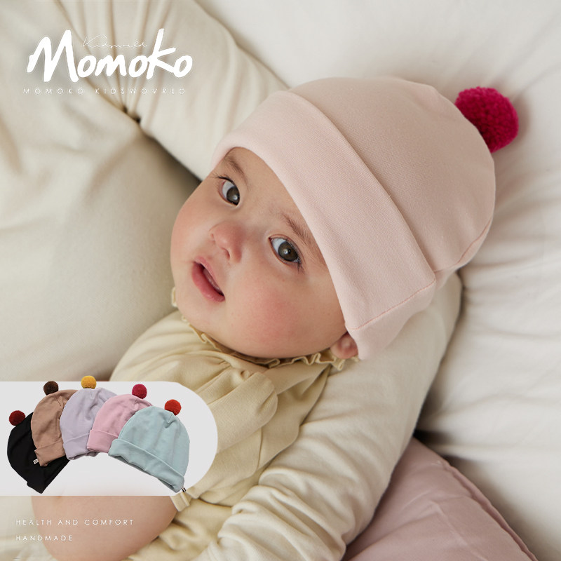 新生婴儿帽子秋冬款女宝宝德绒男童帽秋毛球儿童套头童胎帽保暖帽