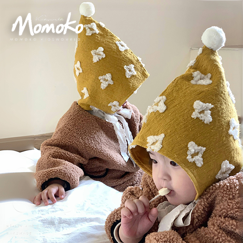 新年限定新生婴幼儿帽子秋冬棉可爱绑带保暖冬女宝宝男护耳精灵帽