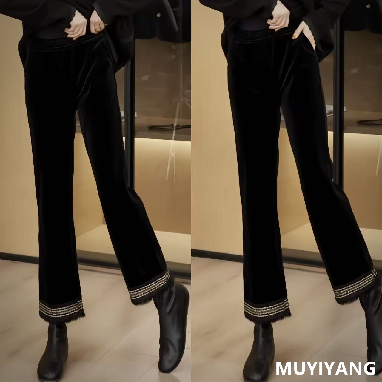 中腰休闲无品牌直筒裤