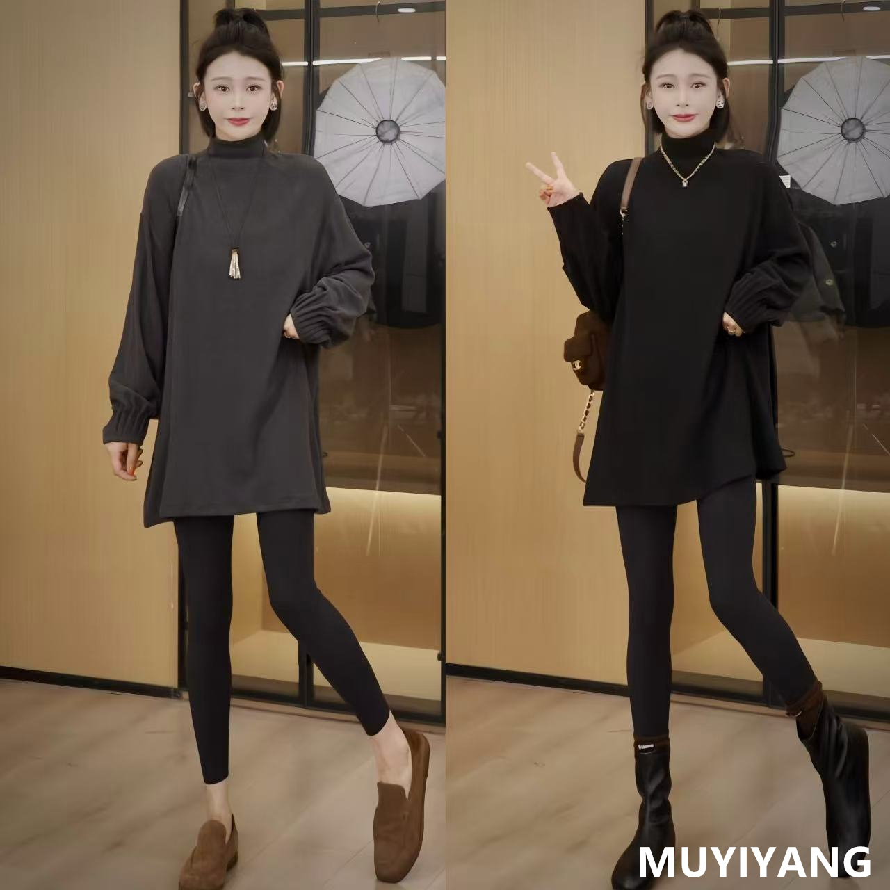 【烟叙】小众高级感双面德绒半高领高定打底衫 衣长76 25-54