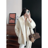 2025秋冬新款 M家泰迪熊大衣女中短款 羊驼绒廓形皮草显瘦保暖外套