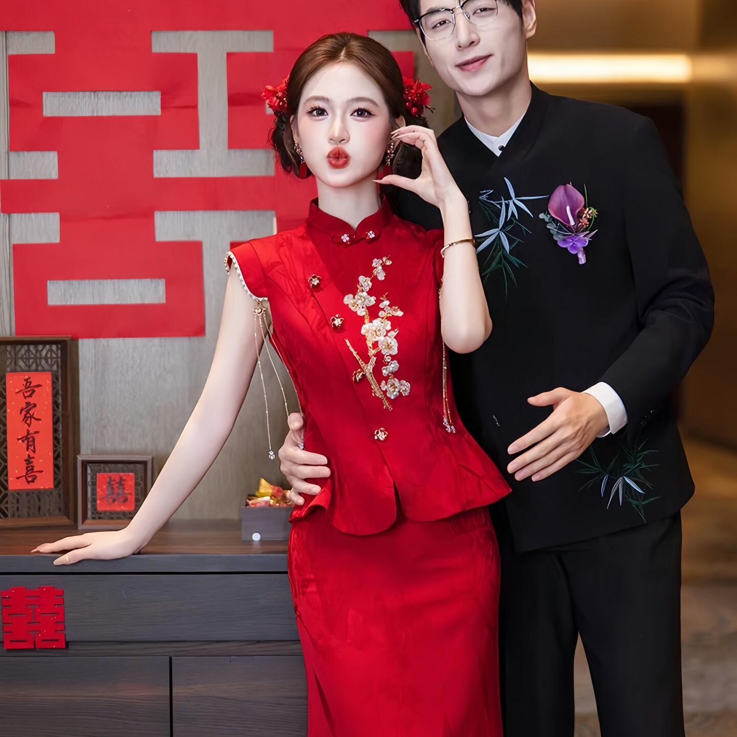 红色敬酒服新娘高级感旗袍女新中式订婚礼服小个子答谢宴回门套装