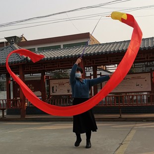 升级款筒头单手甩绸健身舞龙彩带伸缩杆彩绸中老年广场舞健身运动