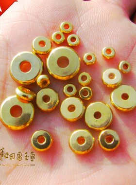 金黄色黄铜镀金隔片算盘珠DIY沙金隔片隔珠算盘珠手链项链配件