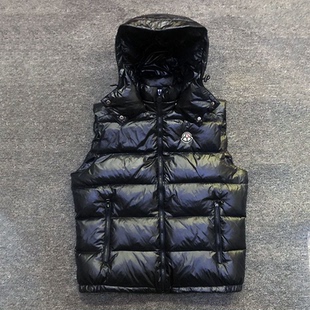 坎肩带帽女羽绒服加厚情侣装 大码 羽绒马甲背心秋冬新款 欧洲站男士