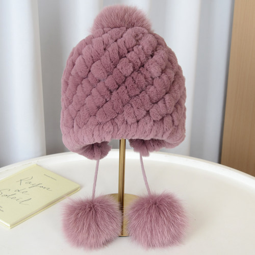 护耳帽可爱女秋冬季獭兔毛