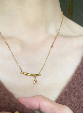 竹节项链女2025新款爆款 18k金竹子锁骨链高级感细小众钛钢不掉色