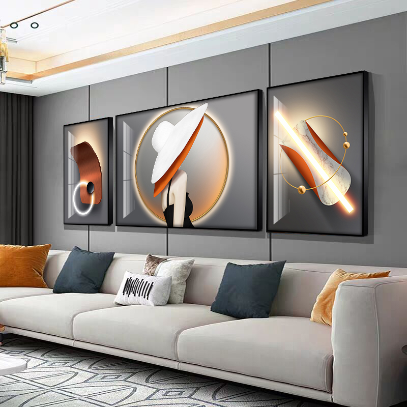 轻奢客厅装饰画现代人物美女挂画卧室床头三联壁画沙发背景墙壁画