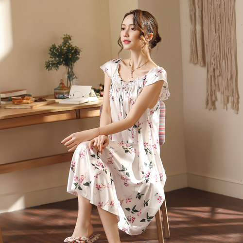丝绸无袖中长款性感孕妇女士睡衣