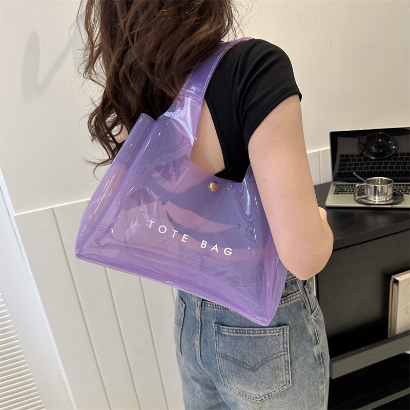 千瓣莲透明单肩包果冻托特包女包
