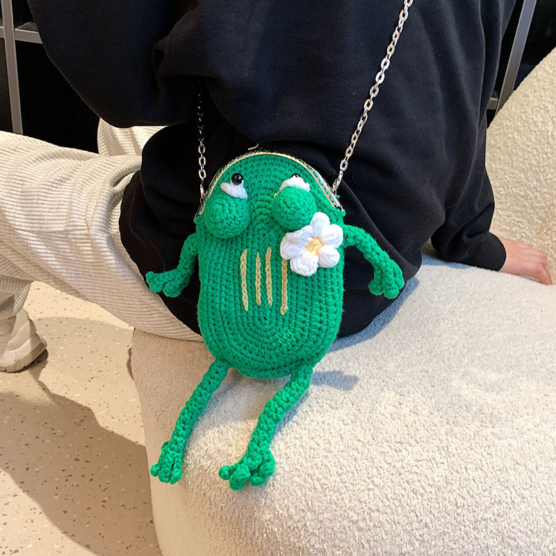 千瓣莲成品毛线包卡通青蛙包女包