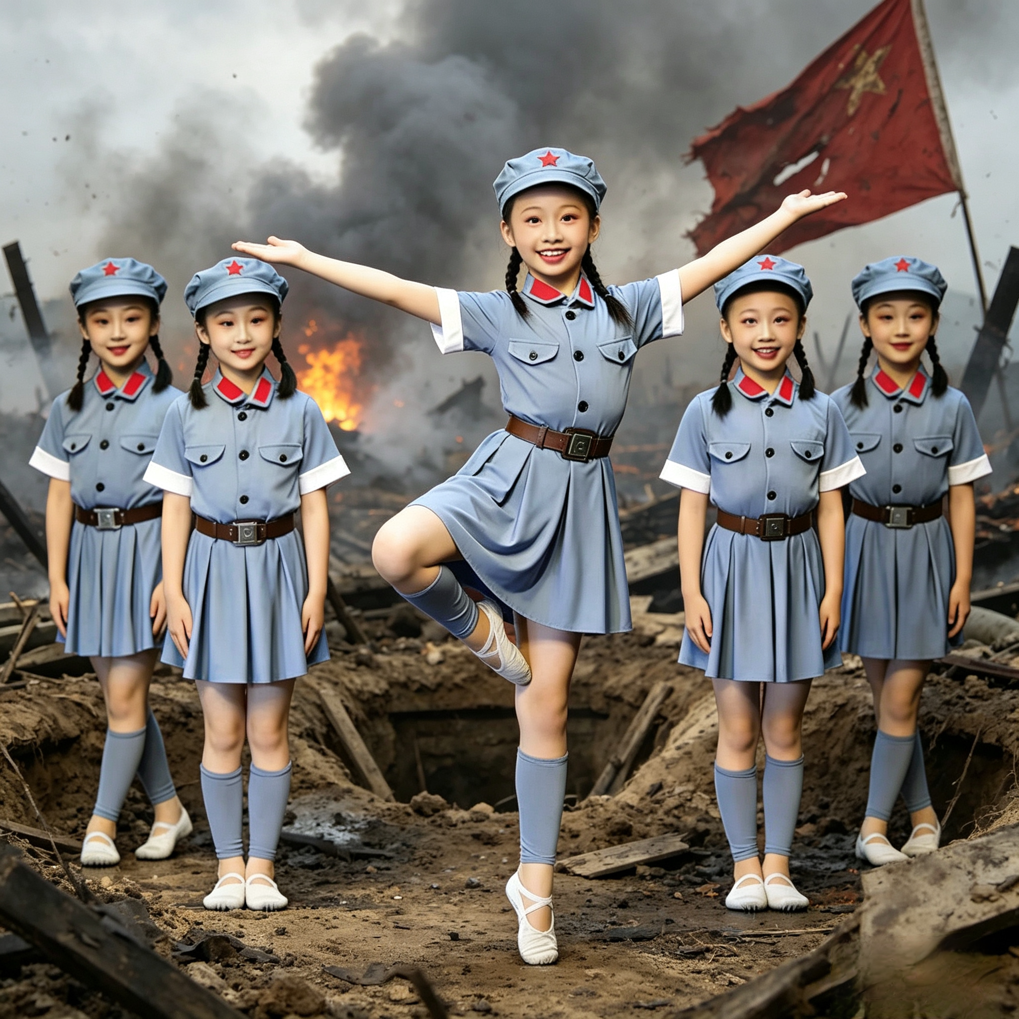 儿童小红军演出服幼儿红星闪闪表演服八路军红歌星星在闪烁舞蹈服