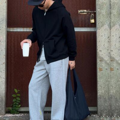 OKKO秋冬新款重磅550G全棉加厚黑色廓形双拉链美式连帽情侣外套男