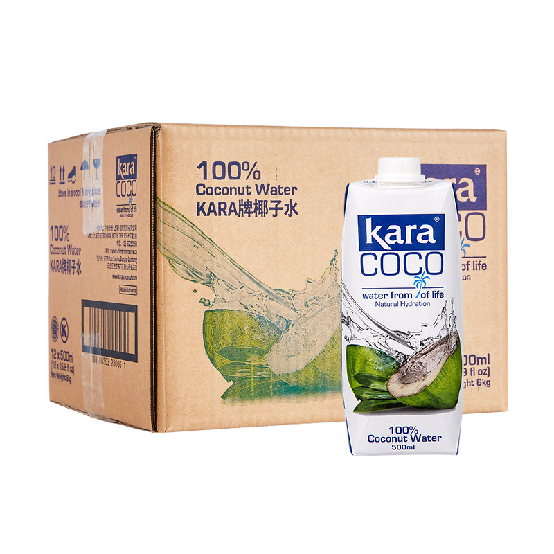 进口kara if椰子水椰青水椰子汁饮料500ml 12瓶运动健身户外饮料