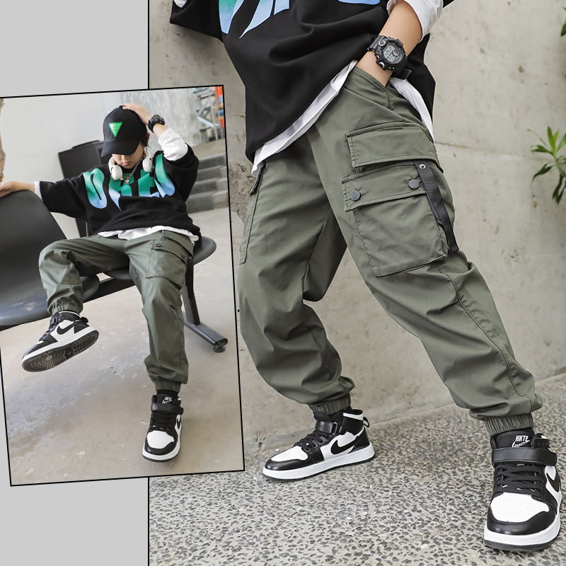 男童工装裤春秋款休闲裤潮洋气2025儿童裤子男生中大童潮牌炸街舞
