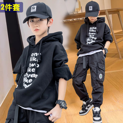 浙童男童套装连帽卫衣爆款工装裤