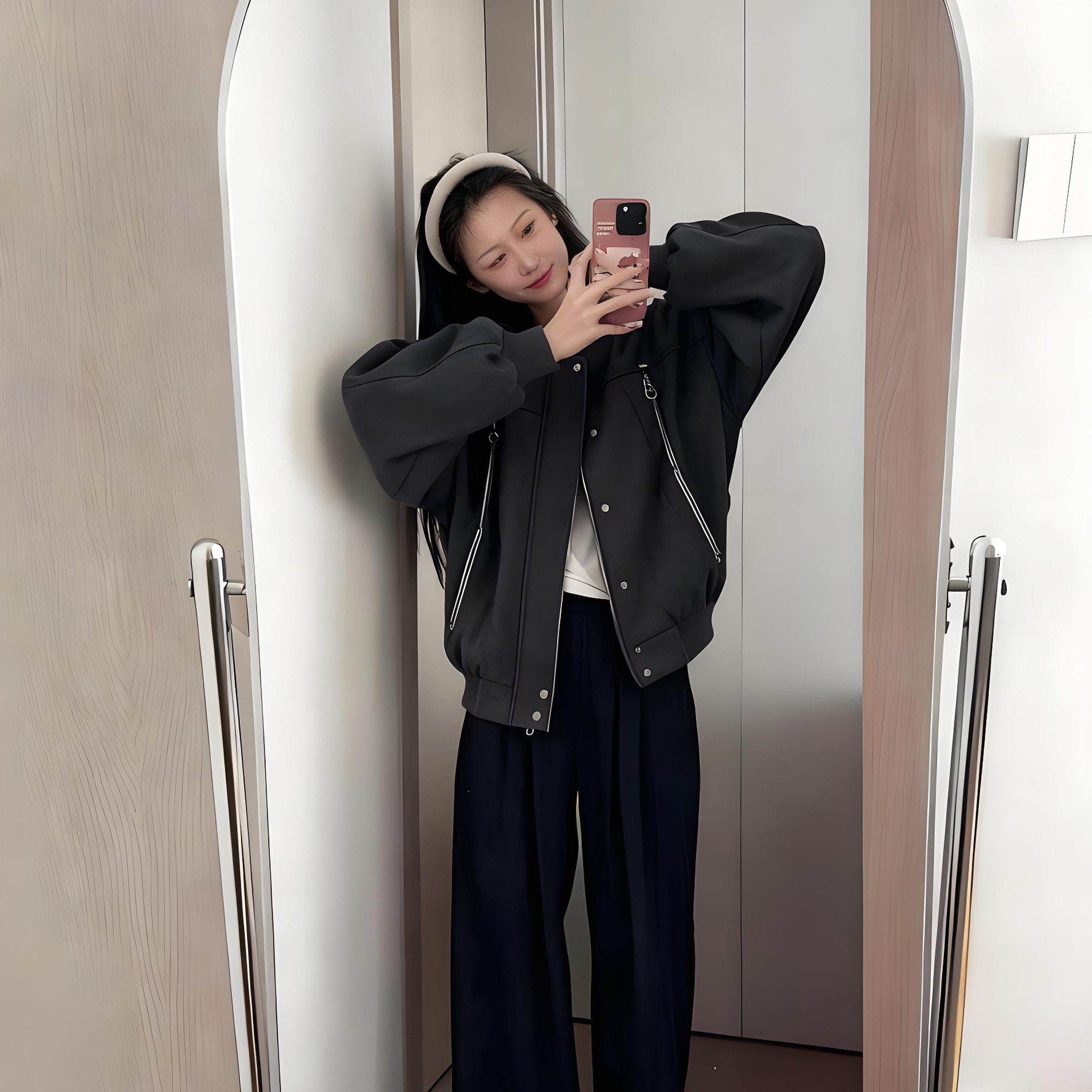 中性款现货秋新美式复古拼接棒球服拉链夹克呢外套705-W8867-P95,男装夹克,星座705