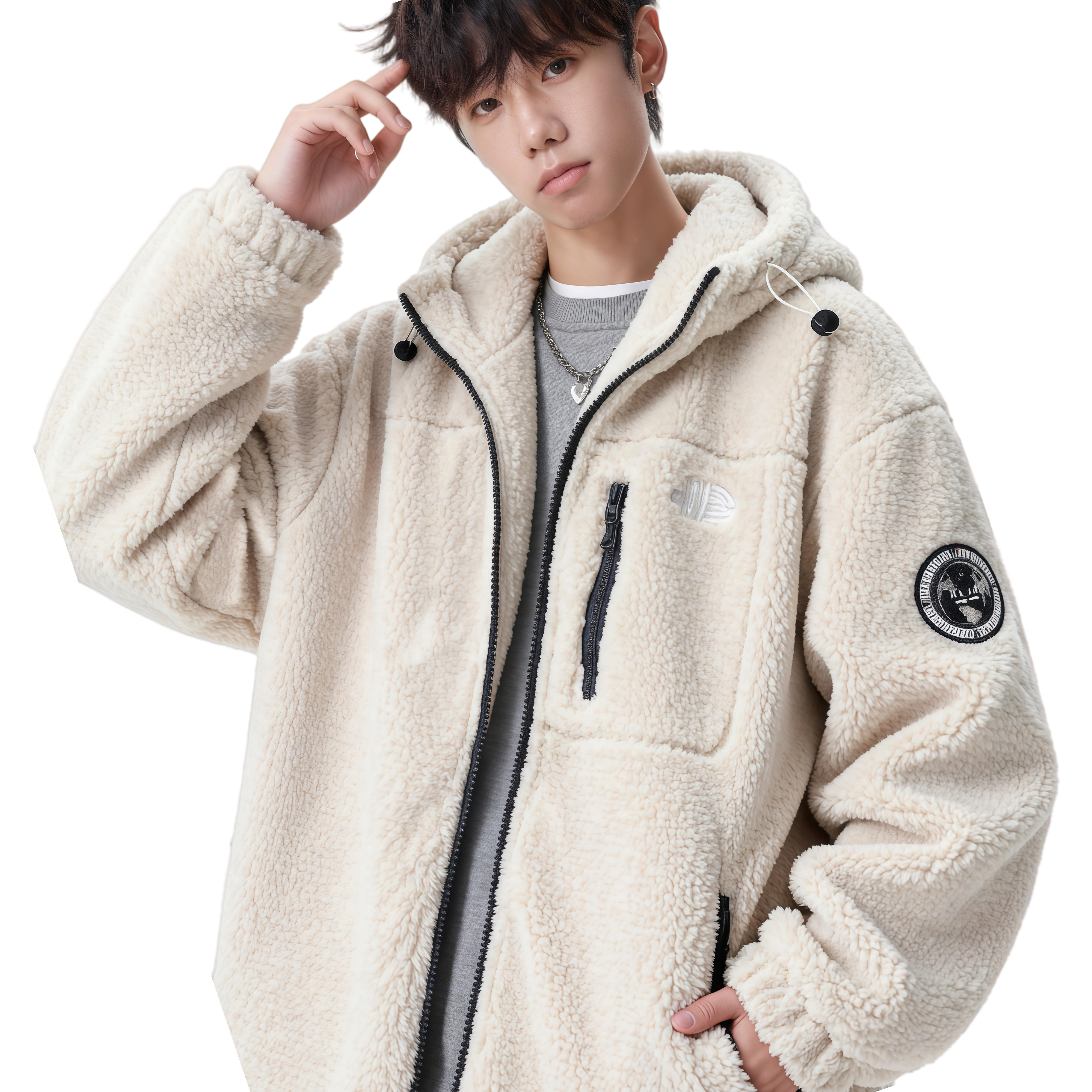 25新过冬大克重羊羔绒贴标刺绣棉衣男外套加棉加厚705-M01-P118,男装棉衣,星座705
