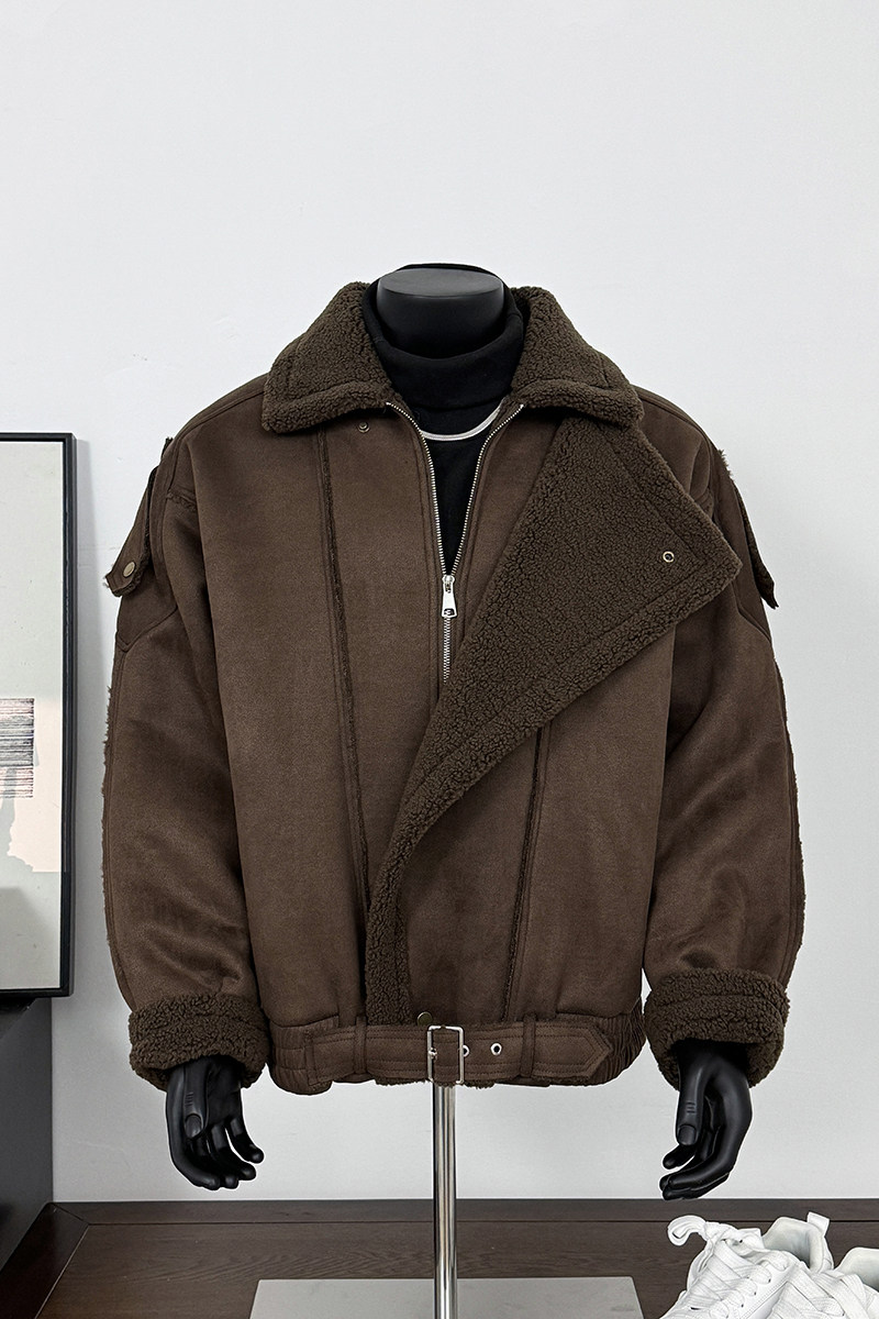 25冬新美拉德皮毛一体加厚外套保暖机车棉服暗黑风潮705-M71-P128,男装棉衣,星座705