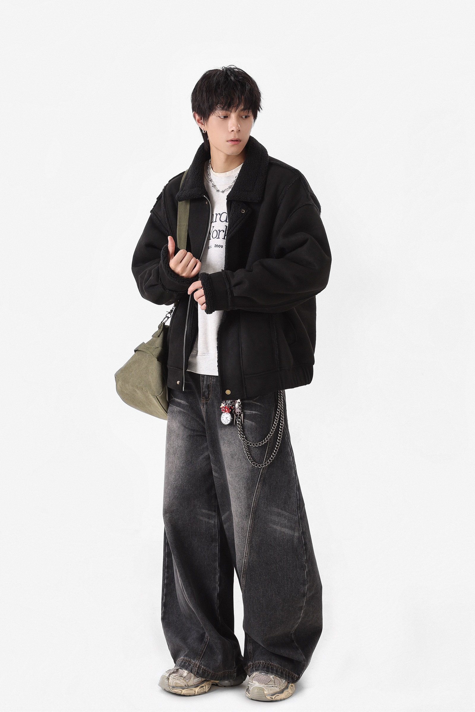 25冬季新款美拉德皮毛一体加厚外套保暖机车棉服潮705-M72-P120,男装棉衣,星座705