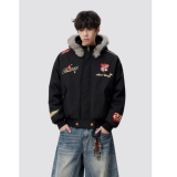 【三色现货高品质】复古刺绣徽章拆卸帽毛领棉服705-M73699-P100，男装棉衣，星座705