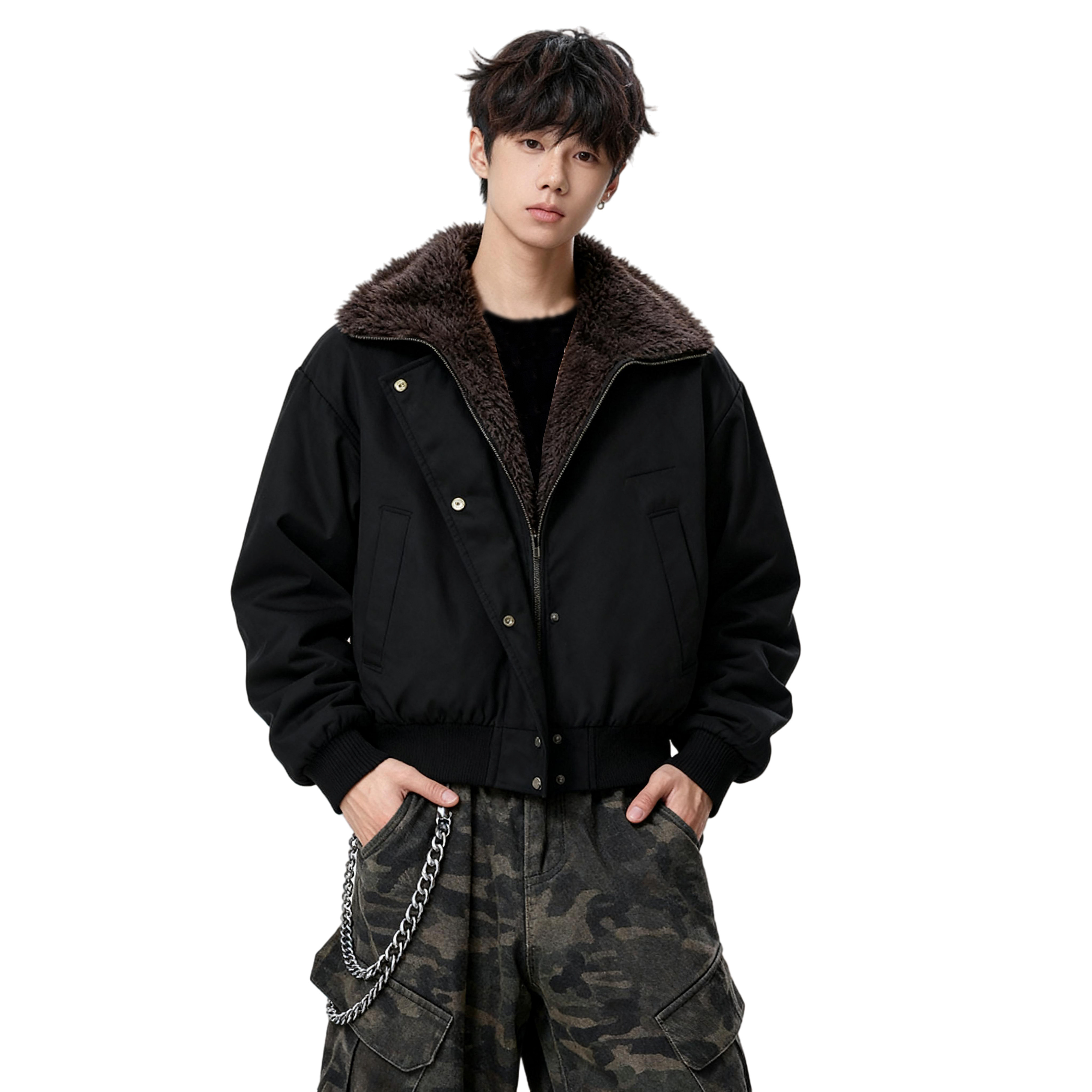 25冬美式座山雕加厚毛领廓形夹克棉服潮牌设计感705-M3703-特P90,男装夹克,星座705