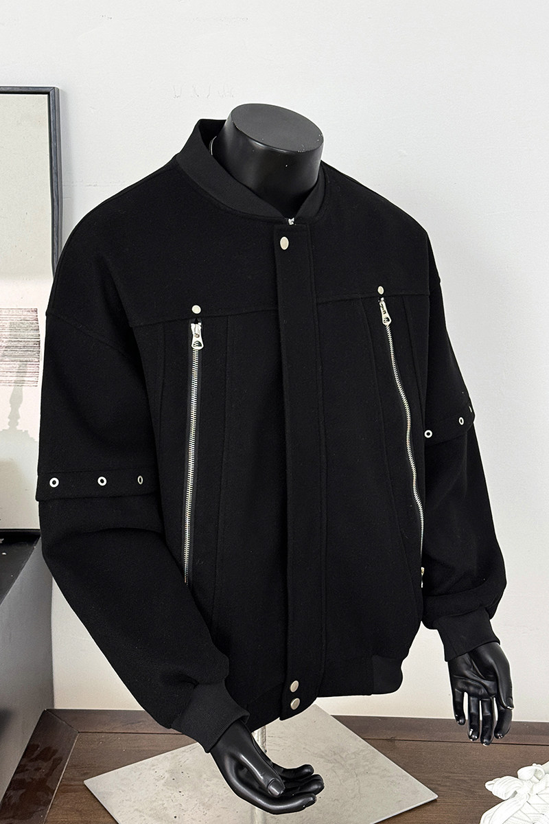 【现货】25秋新美式复古拼接棒球服拉链夹克呢外套705-W8867-P95,男装夹克,星座705