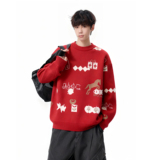 【喜庆现货】新款圆领大红毛衣男百搭宽松打底针织衫705-Y808-P55,男装T恤,星座705, 【喜庆现货】新款圆领大红毛衣男百搭宽松打底针织衫705-Y808-P55,男装T恤,星座705,