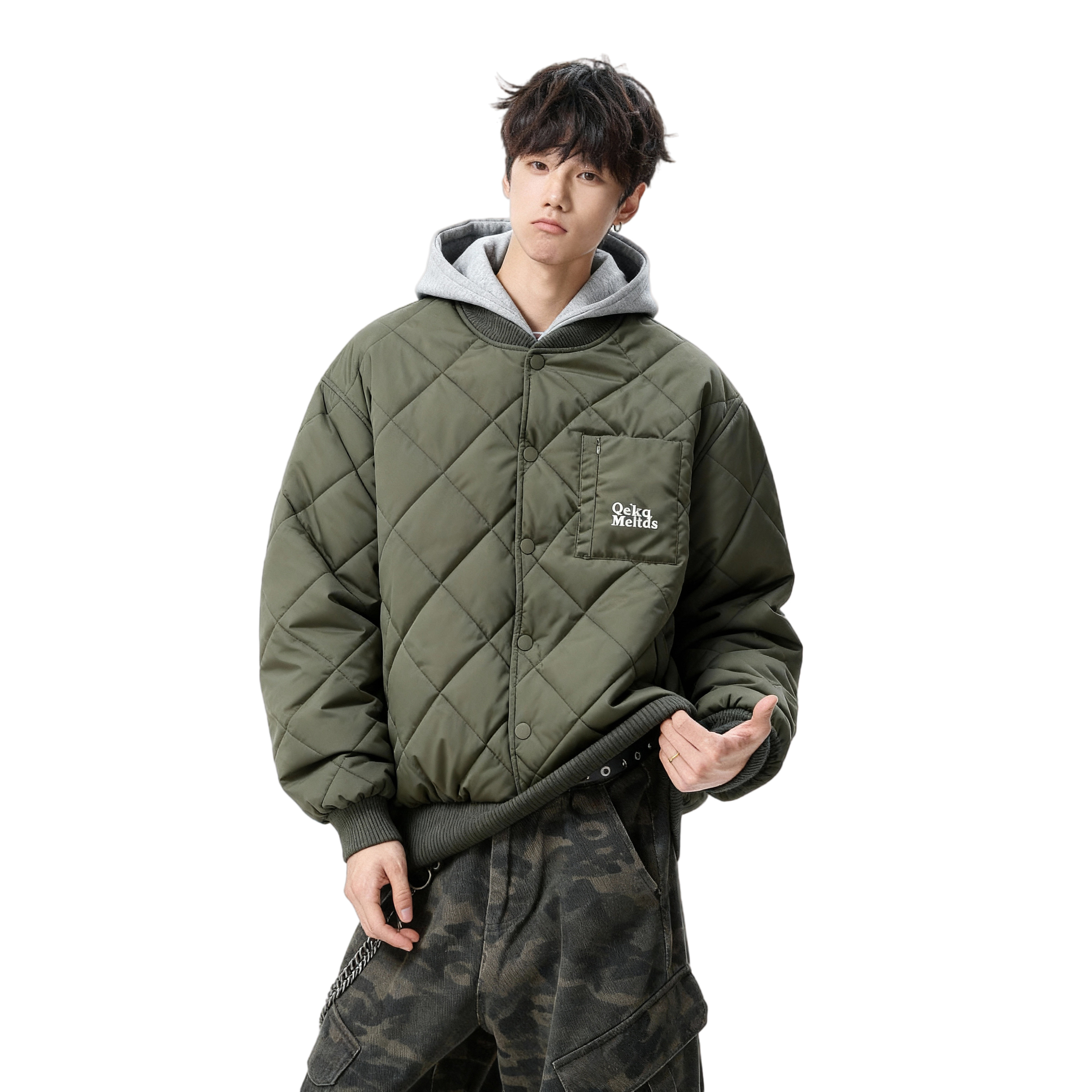 25冬高智风可拆卸毛领菱形格棉衣男休闲棉服外套705-M3702-特P88,男装棉衣,星座705