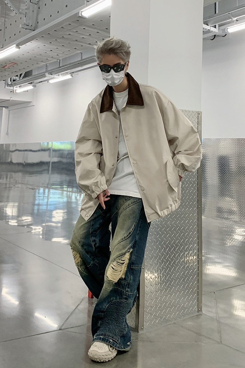 2025秋款翻领拼接港风时尚休闲男夹克外套705-W8812-P63控88,男装夹克,星座705