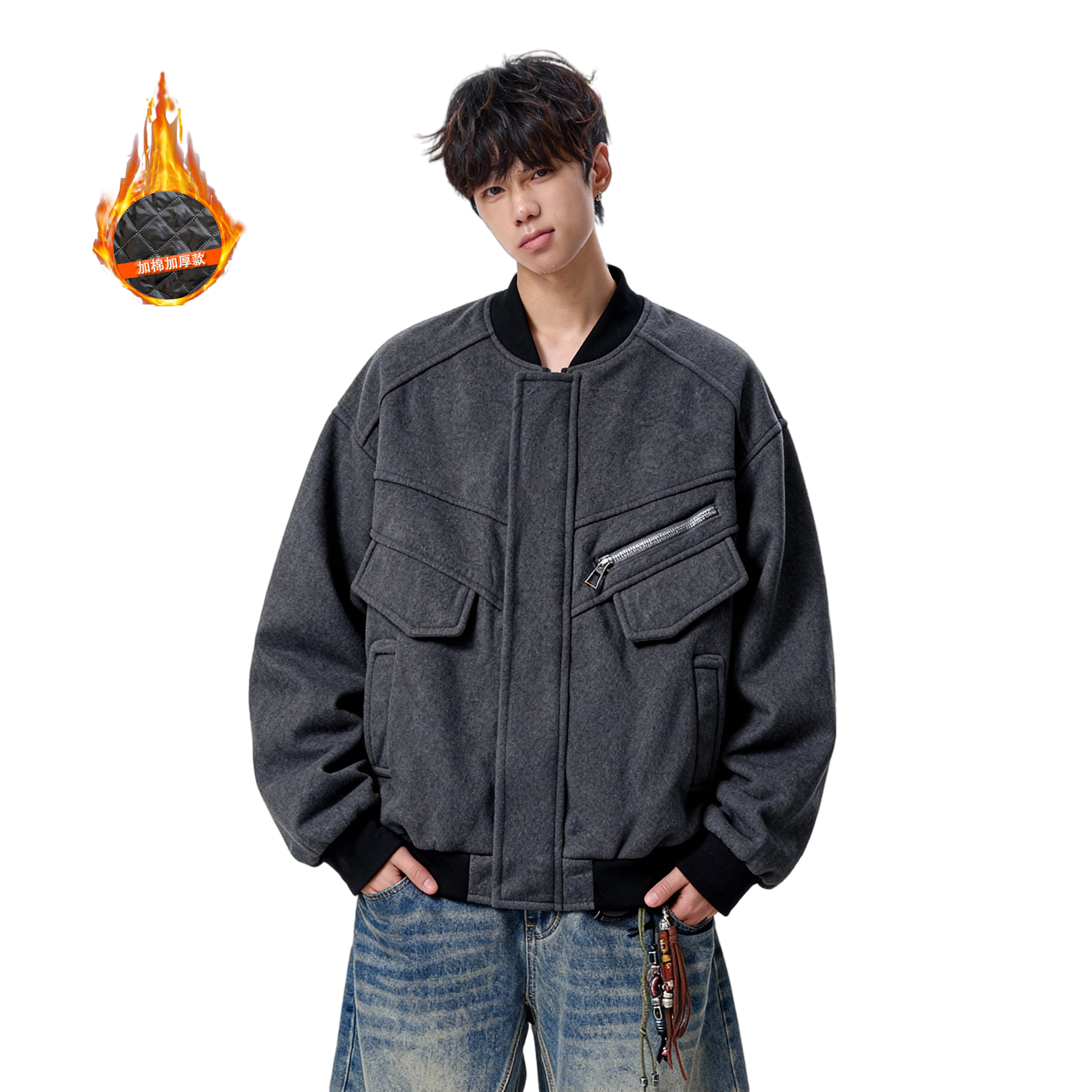 25毛呢夹克棉服加厚高级痞帅夹棉棒球服短款外塔705-M3705-特P110，男装夹克，星座705