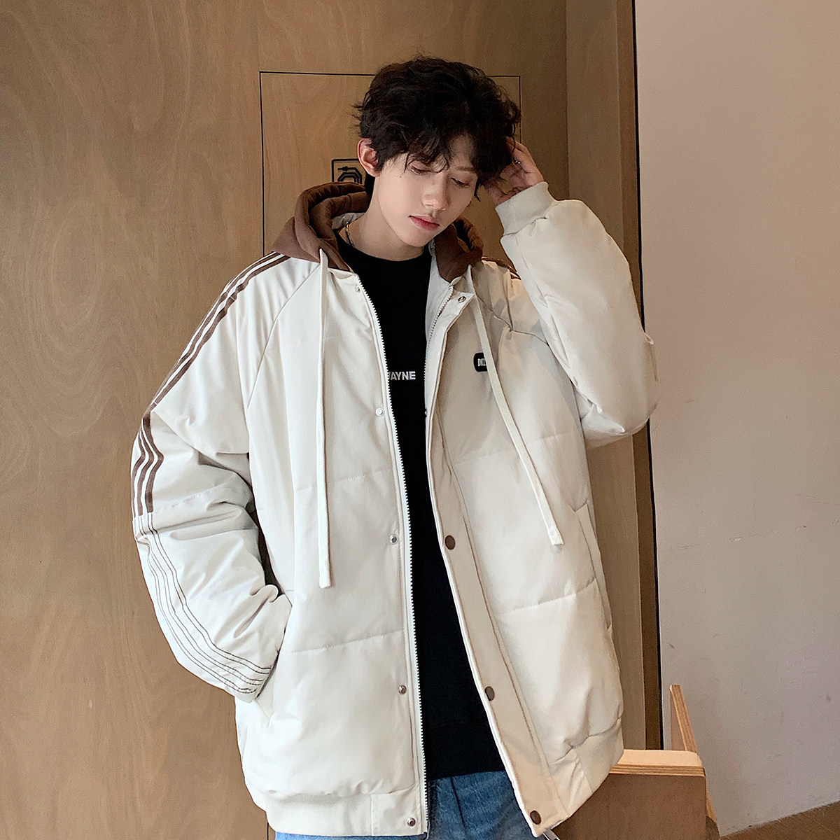 25冬装现货假两件贴标连帽棉衣男加厚棉服外套705-M501-特P40,男装棉衣,星座705