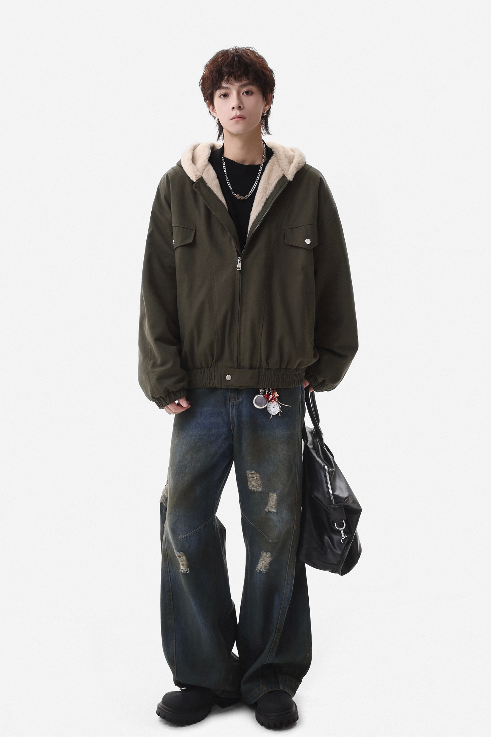 25冬新潮美式连帽座山雕内里全毛加厚保暖外套705-M75-P118限218,男装棉衣,星座705