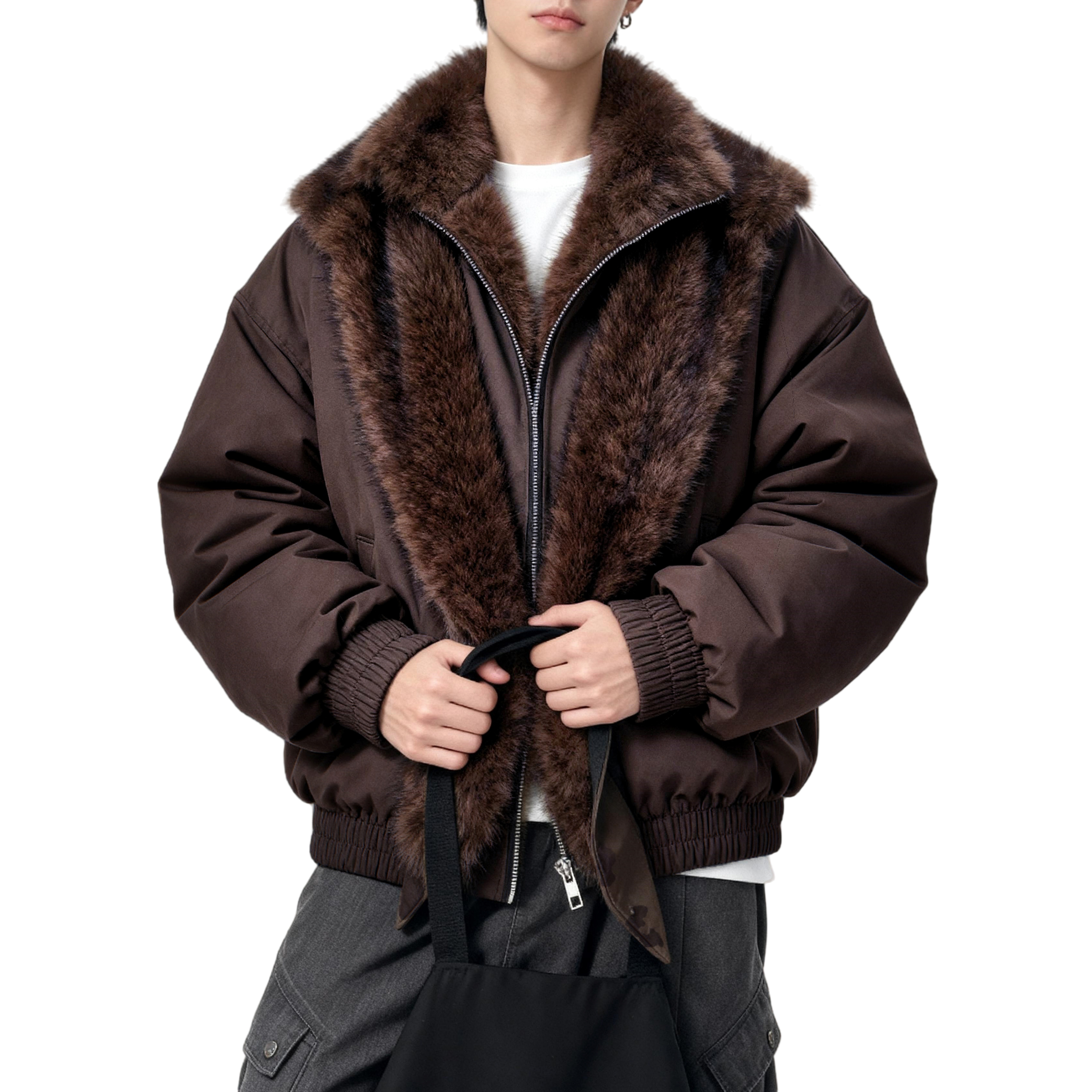 25冬过冬狼毛座山雕假两件棉服保暖加厚外套特批705-M3691-P108,男装棉衣,星座705